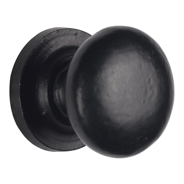 FB613 32  32 x 34mm  Smooth Black Iron  Heritage Brass Plain Bun Cabinet Knob