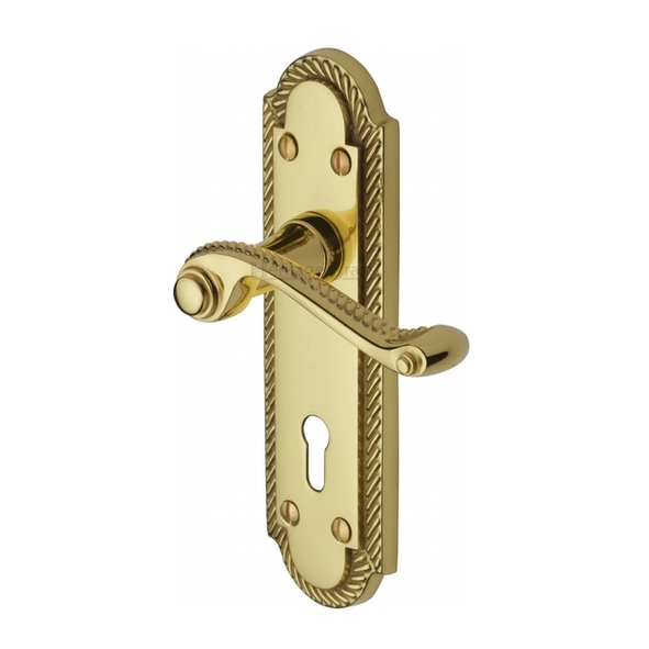 G010-PB  Standard Lock [57mm]  Polished Brass  Heritage Brass Gainsborough Levers On Backplates
