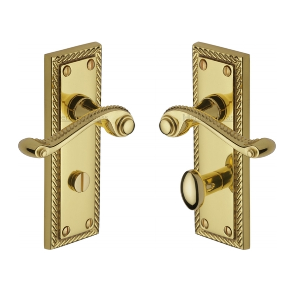 G050-PB  Bathroom [57mm]  Polished Brass  Heritage Brass Georgian Levers On Backplates