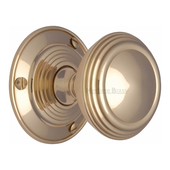 GOO986-PB • Polished Brass • Heritage Brass Goodrich Mortice Knobs On Round Roses