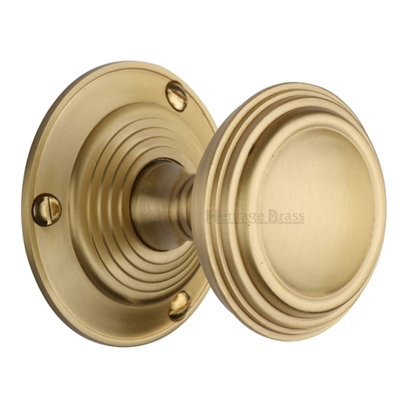 GOO986-SB • Satin Brass • Heritage Brass Goodrich Mortice Knobs On Round Roses