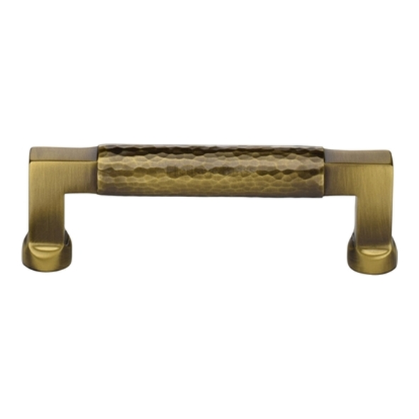 HAM0312-101-AT � 101 x 117 x 40mm � Antique Brass � Heritage Brass Bauhaus Hammered Cabinet Pull Handle