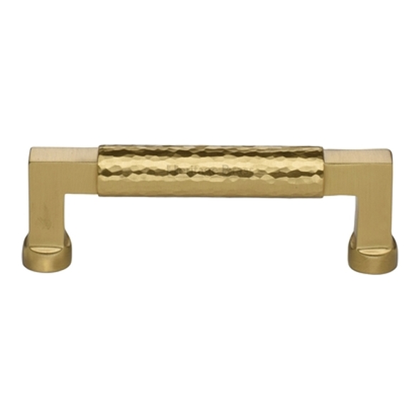 HAM0312-101-SB � 101 x 117 x 40mm � Satin Brass � Heritage Brass Bauhaus Hammered Cabinet Pull Handle