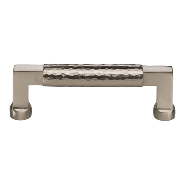 HAM0312-101-SN � 101 x 117 x 40mm � Satin Nickel � Heritage Brass Bauhaus Hammered Cabinet Pull Handle