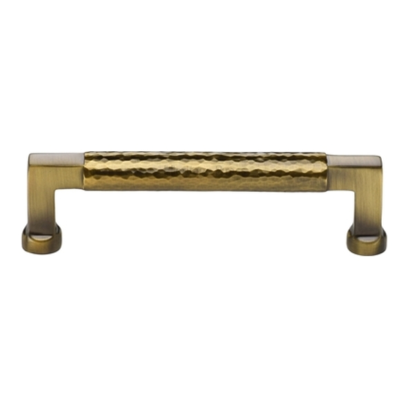 HAM0312-128-AT � 128 x 144 x 40mm � Antique Brass � Heritage Brass Bauhaus Hammered Cabinet Pull Handle