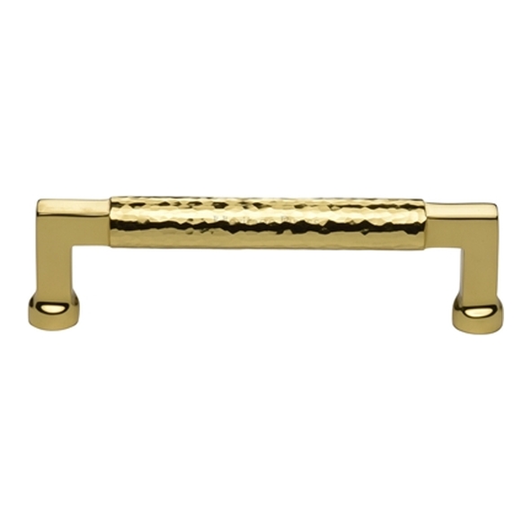 HAM0312-128-PB � 128 x 144 x 40mm � Polished Brass � Heritage Brass Bauhaus Hammered Cabinet Pull Handle
