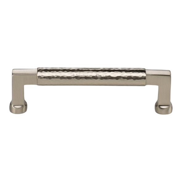 HAM0312-128-SN � 128 x 144 x 40mm � Satin Nickel � Heritage Brass Bauhaus Hammered Cabinet Pull Handle