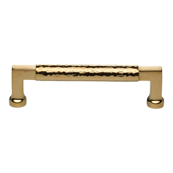 HAM0312-128-ULB � 128 x 144 x 40mm � Unlacquered Brass � Heritage Brass Bauhaus Hammered Cabinet Pull Handle