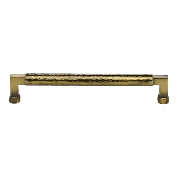 HAM0312-203-AT � 203 x 219 x 40mm � Antique Brass � Heritage Brass Bauhaus Hammered Cabinet Pull Handle