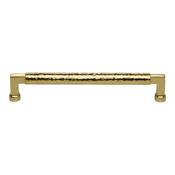 HAM0312-203-PB � 203 x 219 x 40mm � Polished Brass � Heritage Brass Bauhaus Hammered Cabinet Pull Handle