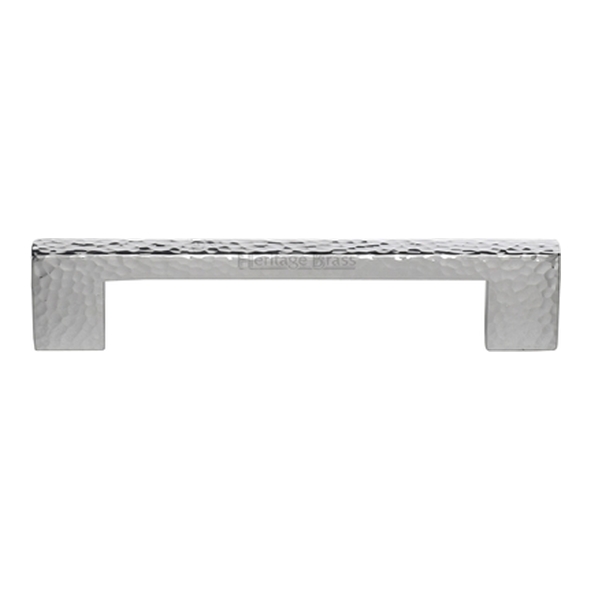 HAM0337-128-PC � 128 x 148 x 30mm � Polished Chrome � Heritage Brass Metro Hammered Cabinet Pull Handle