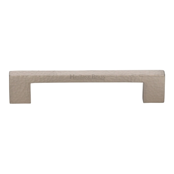 HAM0337-128-SN � 128 x 148 x 30mm � Satin Nickel � Heritage Brass Metro Hammered Cabinet Pull Handle