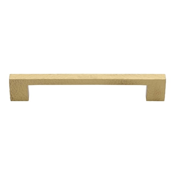 HAM0337-160-SB � 160 x 180 x 30mm � Satin Brass � Heritage Brass Metro Hammered Cabinet Pull Handle