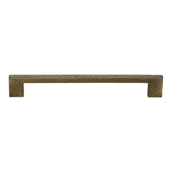 HAM0337-192-AT � 192 x 212 x 30mm � Antique Brass � Heritage Brass Metro Hammered Cabinet Pull Handle