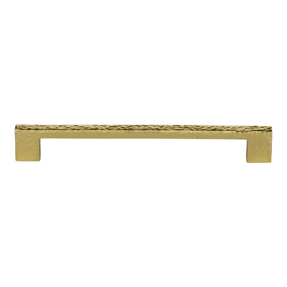 HAM0337-192-PB � 192 x 212 x 30mm � Polished Brass � Heritage Brass Metro Hammered Cabinet Pull Handle