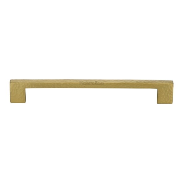 HAM0337-192-SB � 192 x 212 x 30mm � Satin Brass � Heritage Brass Metro Hammered Cabinet Pull Handle