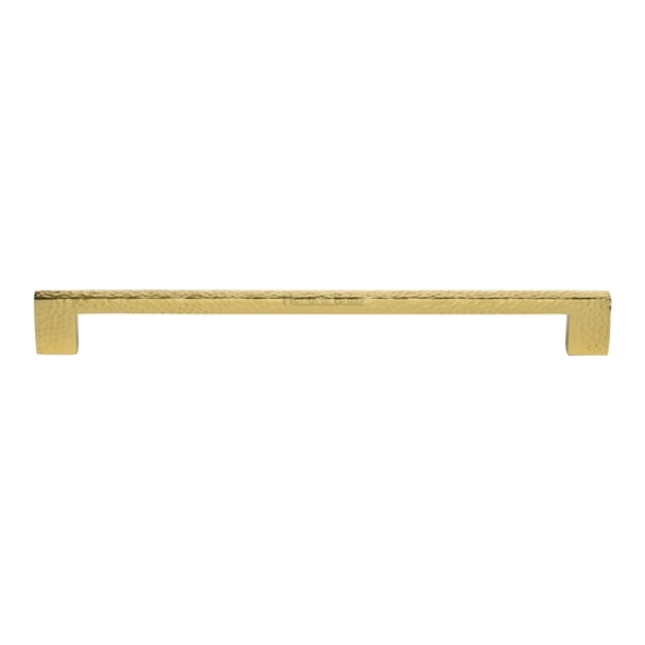 HAM0337-256-PB � 256 x 276 x 30mm � Polished Brass � Heritage Brass Metro Hammered Cabinet Pull Handle