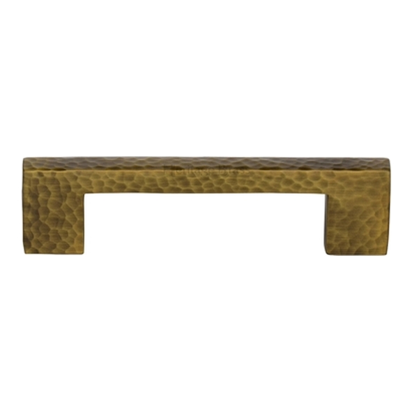 HAM0337-96-AT � 096 x 116 x 30mm � Antique Brass � Heritage Brass Metro Hammered Cabinet Pull Handle