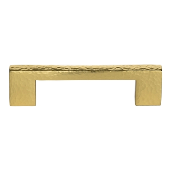 HAM0337-96-PB � 096 x 116 x 30mm � Polished Brass � Heritage Brass Metro Hammered Cabinet Pull Handle