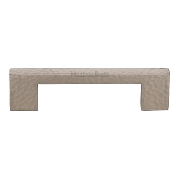 HAM0337-96-SN � 096 x 116 x 30mm � Satin Nickel � Heritage Brass Metro Hammered Cabinet Pull Handle