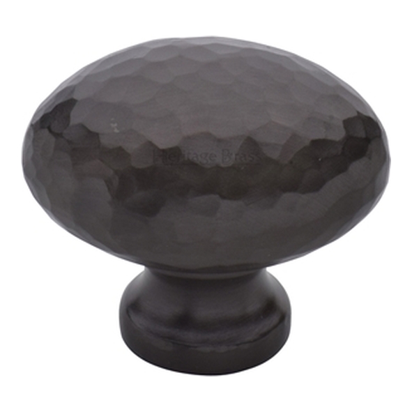 HAM114-32-MB � 32 x 15 x 28mm � Matt Bronze � Heritage Brass Oval Hammered Cabinet Knob