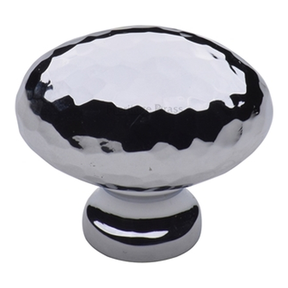 HAM114-32-PC � 32 x 15 x 28mm � Polished Chrome � Heritage Brass Oval Hammered Cabinet Knob