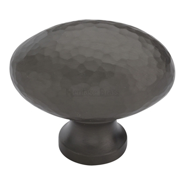 HAM114-38-MB � 38 x 15 x 32mm � Matt Bronze � Heritage Brass Oval Hammered Cabinet Knob
