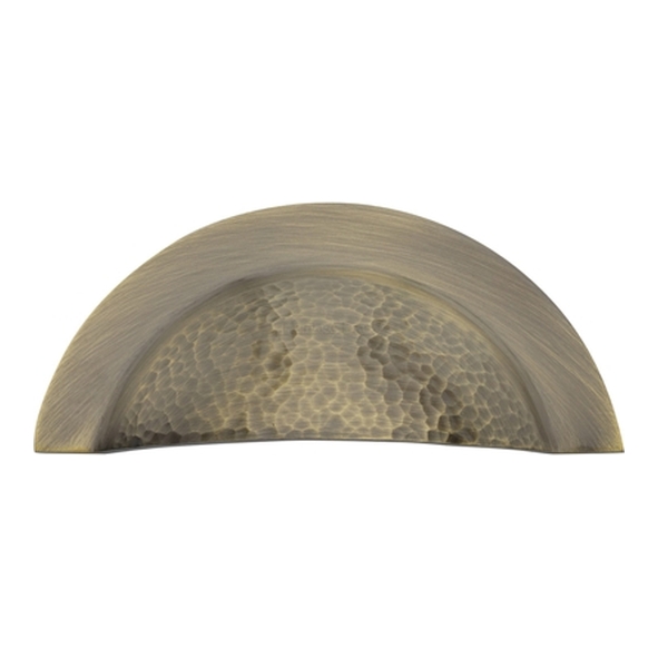 HAM1730-AT � 57 c/c x 97 x 43 x 18mm � Antique Brass � Heritage Brass Crescent Hammered Cabinet Cup Handle
