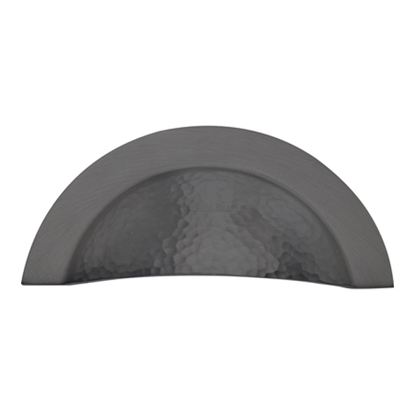 HAM1730-MB � 57 c/c x 97 x 43 x 18mm � Matt Bronze � Heritage Brass Crescent Hammered Cabinet Cup Handle