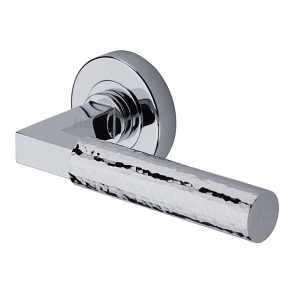 HAM2259-PC � Polished Chrome � Heritage Brass Bauhaus Hammered Levers On Plain Round Roses