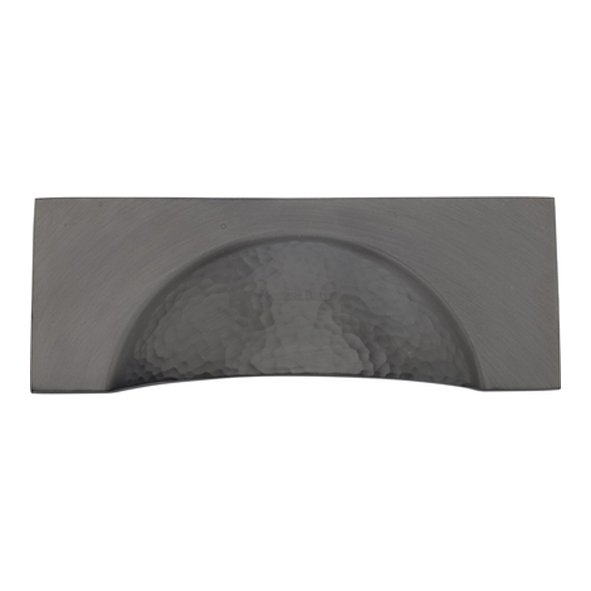 HAM2764-MB � 57 c/c x 112 x 42 x 21mm � Matt Bronze � Heritage Brass Concealed Fix Square Plate Hammered Cup Handle