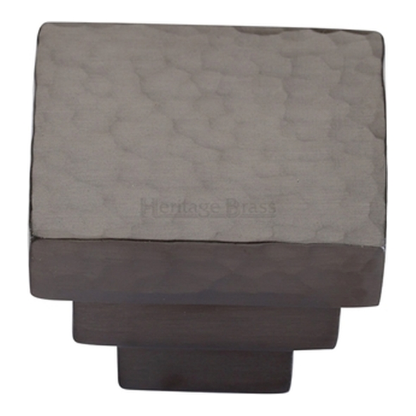 HAM3672-32-MB � 32 x 17 x 25mm � Matt Bronze � Heritage Brass Square Hammered Stepped Cabinet Knob