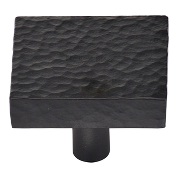 HAM3685-32-BKMT � 32 x 32 x 9 x 28mm � Matt Black � Heritage Brass Square Hammered Design Cabinet Knob