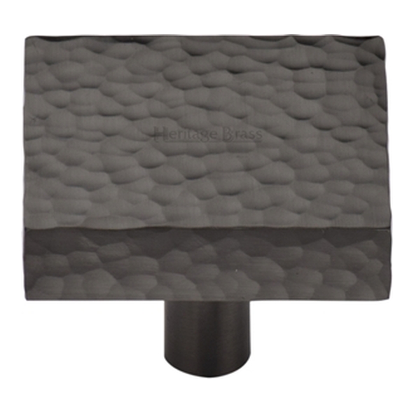 HAM3685-32-MB � 32 x 32 x 9 x 28mm � Matt Bronze � Heritage Brass Square Hammered Design Cabinet Knob