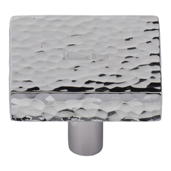 HAM3685-32-PC � 32 x 32 x 9 x 28mm � Polished Chrome � Heritage Brass Square Hammered Design Cabinet Knob