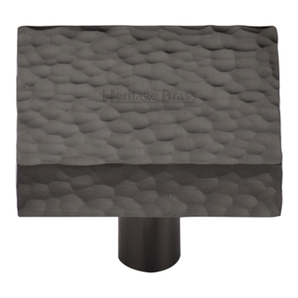 HAM3685-38-MB � 38 x 38 x 9 x 28mm � Matt Bronze � Heritage Brass Square Hammered Design Cabinet Knob