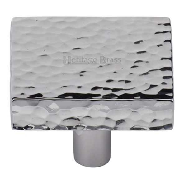 HAM3685-38-PC � 38 x 38 x 9 x 28mm � Polished Chrome � Heritage Brass Square Hammered Design Cabinet Knob