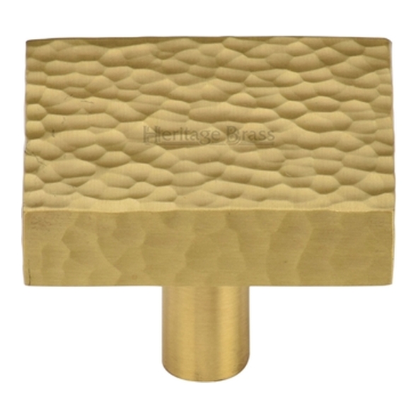 HAM3685-38-SB � 38 x 38 x 9 x 28mm � Satin Brass � Heritage Brass Square Hammered Design Cabinet Knob