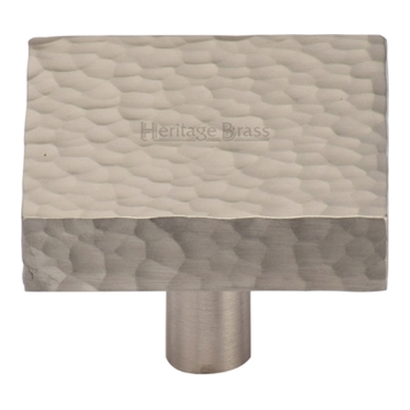HAM3685-38-SN � 38 x 38 x 9 x 28mm � Satin Nickel � Heritage Brass Square Hammered Design Cabinet Knob