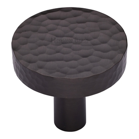 HAM3880-32-MB � 32 x 9 x 29mm � Matt Bronze � Heritage Brass Plain Disc Hammered Cabinet Knob