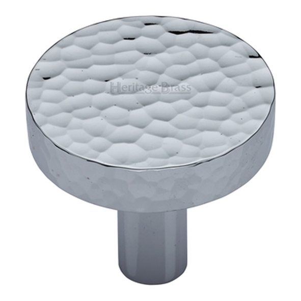 HAM3880-32-PC � 32 x 9 x 29mm � Polished Chrome � Heritage Brass Plain Disc Hammered Cabinet Knob