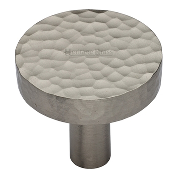 HAM3880-32-SN � 32 x 9 x 29mm � Satin Nickel � Heritage Brass Plain Disc Hammered Cabinet Knob