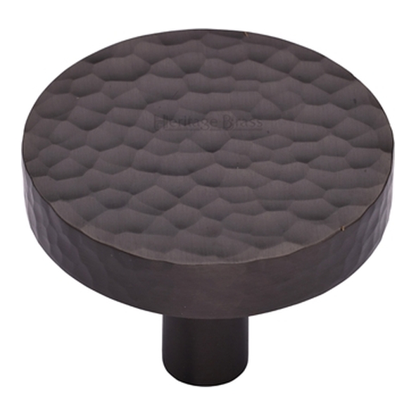 HAM3880-38-MB � 38 x 9 x 29mm � Matt Bronze � Heritage Brass Plain Disc Hammered Cabinet Knob