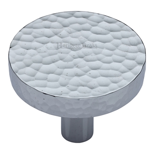 HAM3880-38-PC � 38 x 9 x 29mm � Polished Chrome � Heritage Brass Plain Disc Hammered Cabinet Knob