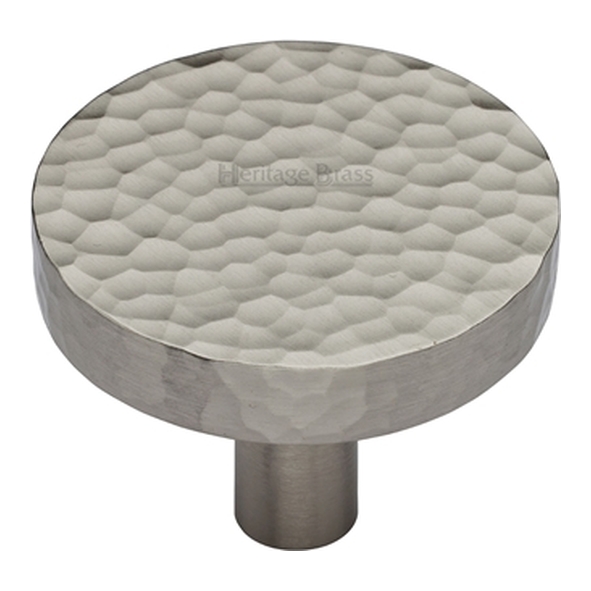 HAM3880-38-SN � 38 x 9 x 29mm � Satin Nickel � Heritage Brass Plain Disc Hammered Cabinet Knob