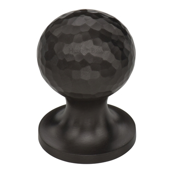 HAM8321-25-MB � 25 x 25 x 36mm � Matt Bronze � Heritage Brass Sphere On Rose Hammered Cabinet Knob