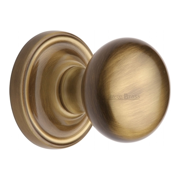 HAM8361-AT  Antique Brass  Heritage Brass Hampstead Mortice Knobs On Concealed Fix Roses