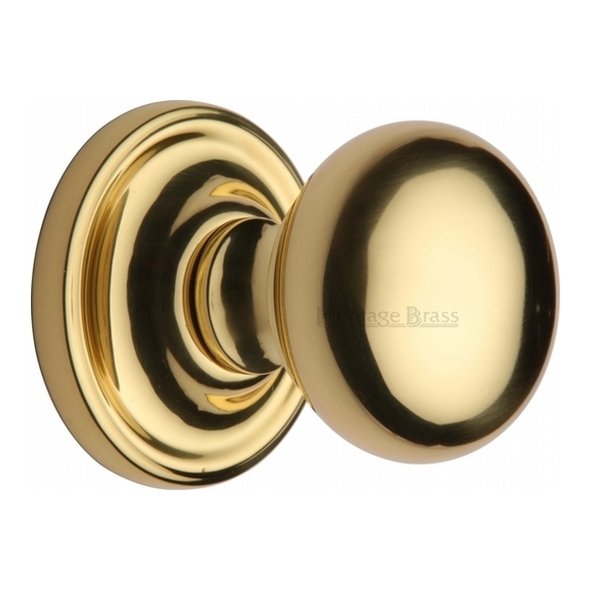 HAM8361-PB • Polished Brass • Heritage Brass Hampstead Mortice Knobs On Concealed Fix Roses