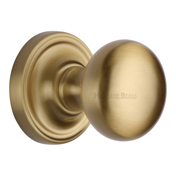 HAM8361-SB  Satin Brass  Heritage Brass Hampstead Mortice Knobs On Concealed Fix Roses