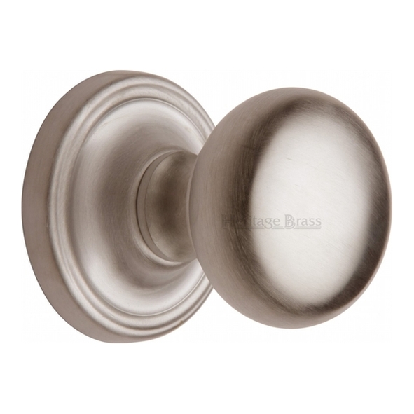 HAM8361-SN • Satin Nickel • Heritage Brass Hampstead Mortice Knobs On Concealed Fix Roses